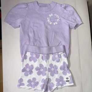 Grayson mini girls purple knit matching shorts set size 4t